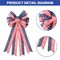 2PCS 4th of July Decorations, Red White Blue Wreath Decor for Front Door, Stripe Stars Tree Topper Patriotic Bows, for Independence Day, Memorial Day, Indoor/Outdoor Home Holiday Party.